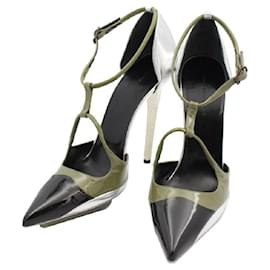 Balenciaga-[Used] Balenciaga High Heels Pumps Sandals Ladies Enamel Green Silver 38 inch 207643 WABH5 1259 SCARPA PELLE S .GOMMA-Black,Green