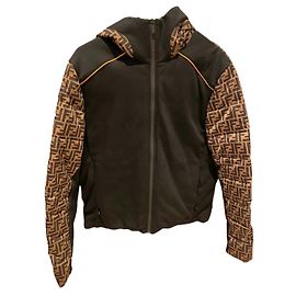 Piumino fendi da uomo con maniche con monogramma t52 Nero