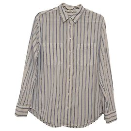 Camicia Club Monaco in cotone a righe bianche e blu Bianco Blu