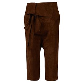 Saint Laurent Cropped Suede Droped Shorts Brown