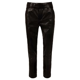 Saint Laurent Lederhose mit Gürtel Schwarz