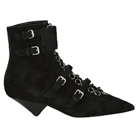 Saint Laurent-Blaze Suede Ankle Boots-Black