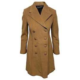 Emporio Armani-Trench-coat à boutonnage doublé Emporio Armani en laine vierge marron-Marron