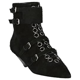 Saint Laurent-Saint Laurent Blaze Suede Ankle Boots-Black
