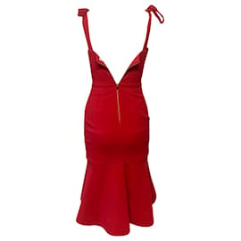 Rebecca Vallance-Rebecca Vallance Midi Dress in Red Polyester-Red