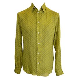 Camisa Hermès em estampa de seda verde Verde