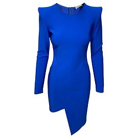Thierry Mugler Mugler Asymmetrisches, figurbetontes Kleid in Blauer Viskose Blau