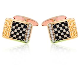 Autre Marque-Carrera y Carrera Seda Imperial Sierpes gold cufflinks with diamonds-Other