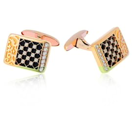 Autre Marque-Carrera y Carrera Seda Imperial Sierpes gold cufflinks with diamonds-Other