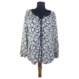 0039 Cotton Blouse Black White Black White