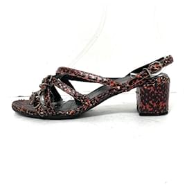 Balenciaga-[Used] BALENCIAGA Sandals Outsole Re-covered / Python embossed Red x Black leather-Black,Red