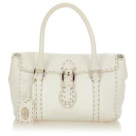 Fendi-Sac à main en cuir Fendi Mini Selleria Linda blanc-Blanc