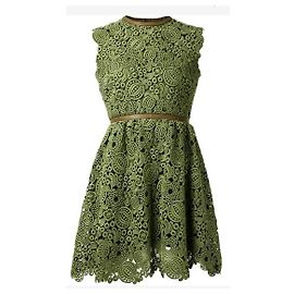 Valentino Leaf Spitzenkleid Grün