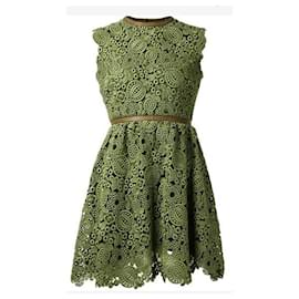 Valentino-Valentino Leaf Lace Vestido-Verde