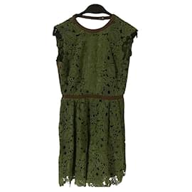 Valentino-Vestido de encaje con hojas Valentino-Verde