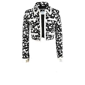 Chanel-Veste de costume en tweed noir et blanc à pois Chanel-Noir,Blanc