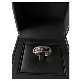 100% AUTHENTIC MESSIKA CLASSIC MOVE RING PAVE GRAY GOLD 46 diamants Silver hardware