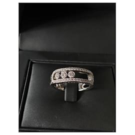 Messika-100% AUTHENTIC MESSIKA CLASSIC MOVE RING PAVE GRAY GOLD 46 diamants-Silver hardware