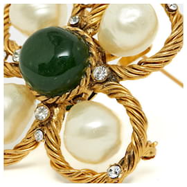 Chanel-HAUTE COUTURE GRIPOIX CLOVER BROOCH PENDANT-Doré