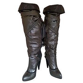 Bottes hautes tube Galliano Bronze