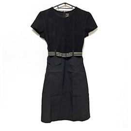 Fendi-[Occasion] Fendi Une pièce ras du cou / manches courtes / longueur genou / avec ceinture Noir-Noir