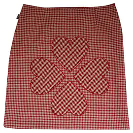 Moschino Red Houndstooth Wool Blend Skirt Red
