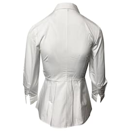 Theory-Theory Poplin Peplum Shirt in White Cotton-White