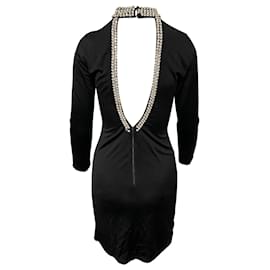 Alice + Olivia-Alice + Olivia Diamond Open Back Dress in Black Polyester -Black