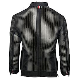 Thom Browne-Thom Browne Little Boy Sack Jacket in Black Cotton-Black