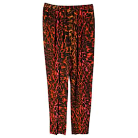 Stella Mc Cartney-Pantalones Stella McCartney con estampado de leopardo en seda multicolor-Multicolor