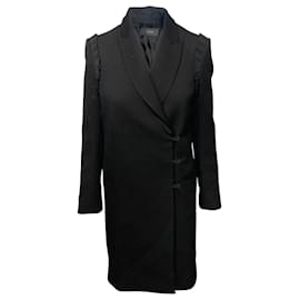 Joseph Ruffled Coat in Black Wool Black