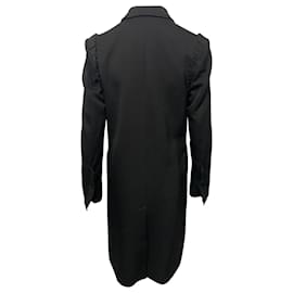 Joseph-Joseph Ruffled Coat in Black Wool-Black