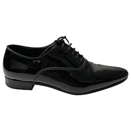 Saint Laurent-Chaussures plates à lacets Saint Laurent en vernis noir-Noir