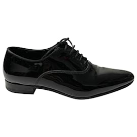 Saint Laurent-Saint Laurent Lace Up Flats in Black Patent-Black