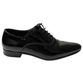 Saint Laurent Ballerine stringate in vernice nera Nero