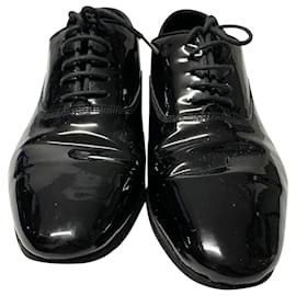 Saint Laurent-Saint Laurent Lace Up Flats in Black Patent-Black