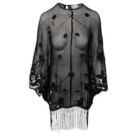 Autre Marque-Miguelina Crochet Caftan Coverup in Black Cotton-Black