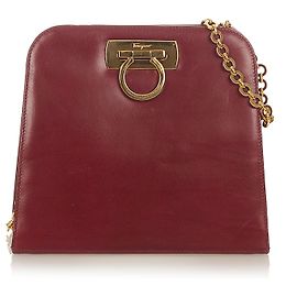 Salvatore Ferragamo Bolsa de couro Ferragamo vermelho Gancini Vermelho Bordeaux