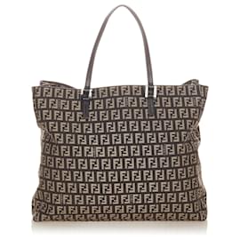 Fendi-Fendi Brown Zucchino Canvas Tote Bag-Brown