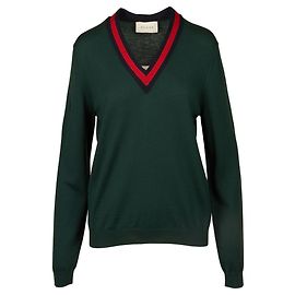 Gucci Pullover aus Wolle mit V-Ausschnitt Grün