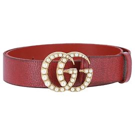 Gucci Gürtel aus GG-Leder mit Perlen Rot