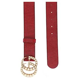 Gucci-Pearl GG Leather Belt-Red