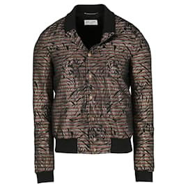 Saint Laurent-Saint Laurent Metallic Varsity Jacket-Other,Python print