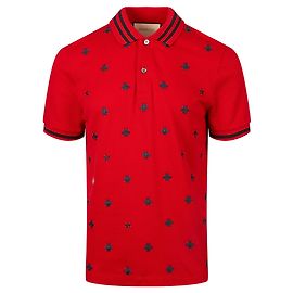 Gucci Polo con api ricamate Rosso