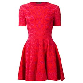 Alexander Mcqueen-Alexander McQueen Pink and Red Leopard Print Skater Dress-Pink,Red
