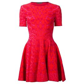 Robe patineuse rose et rouge à imprimé léopard Alexander McQueen Rose Rouge