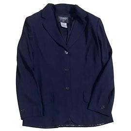 Vintage Chanel 1998 Spring/Summer Navy Blue Blazer Jacket Navy blue