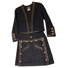 Chanel-Skirt suit-Black,Golden,Navy blue