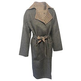 Nanushka Alamo Reversible Coat in Grey Wool Grey