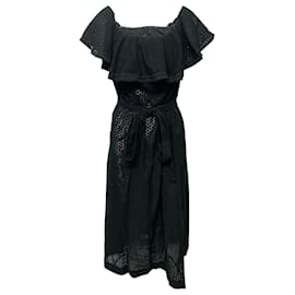 Lisa Marie Fernandez-Lisa Marie Fernandez Mira Kleid aus schwarzer Broderie Anglaise Baumwolle-Schwarz